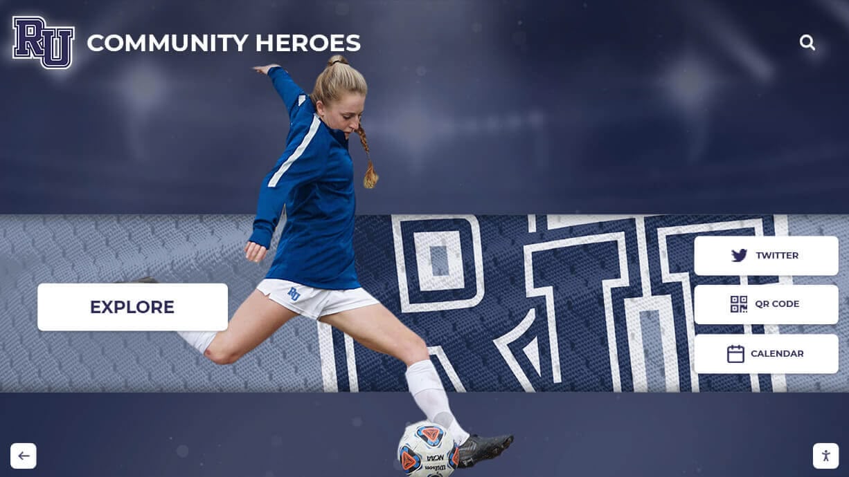 Soccer player featured on recognition banner